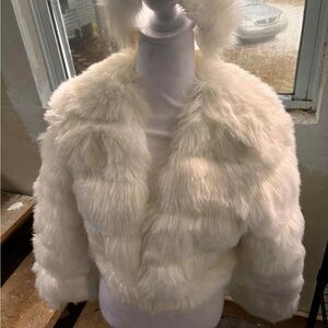 Naked Wardrobe White Faux Fur Jacket